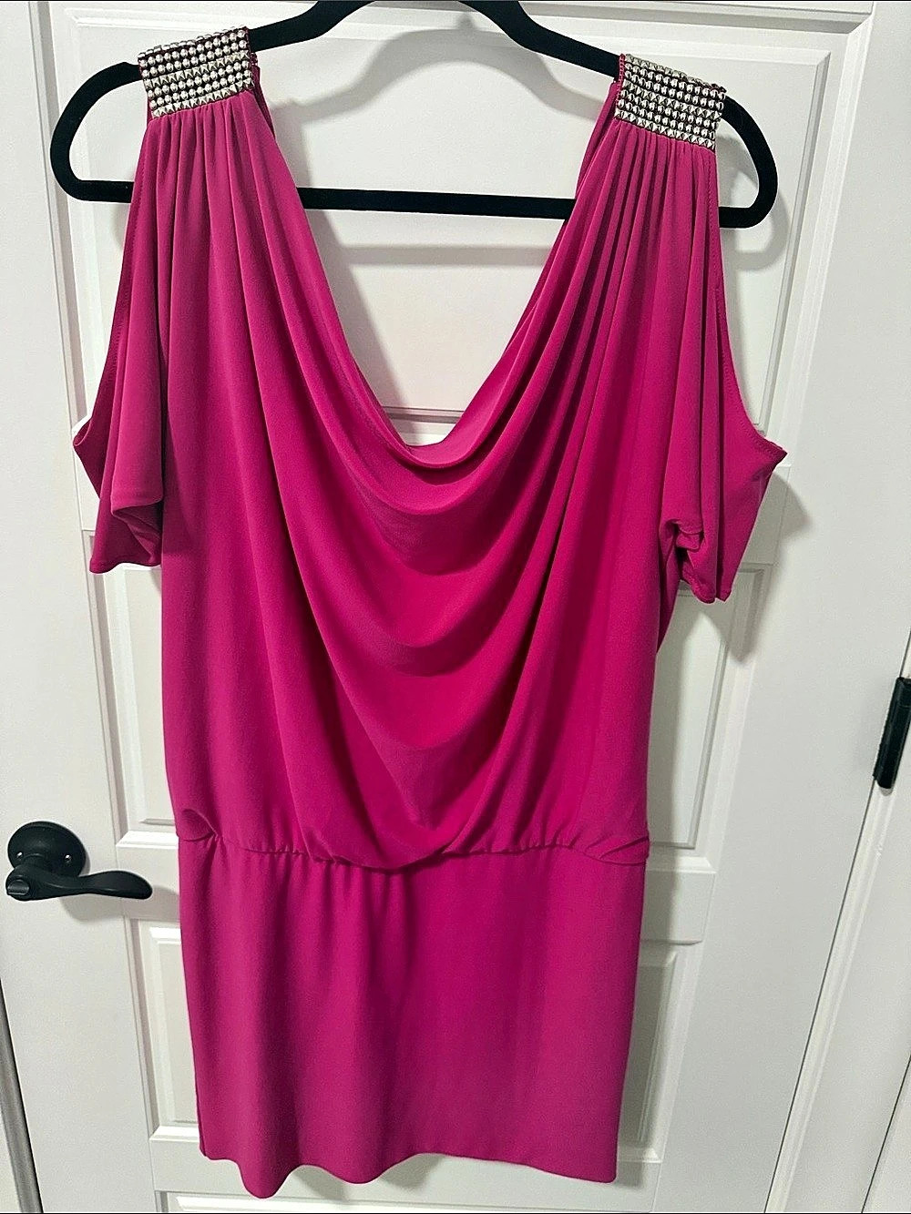 Caché Draped Mini Dress in Pink Size Medium Like New